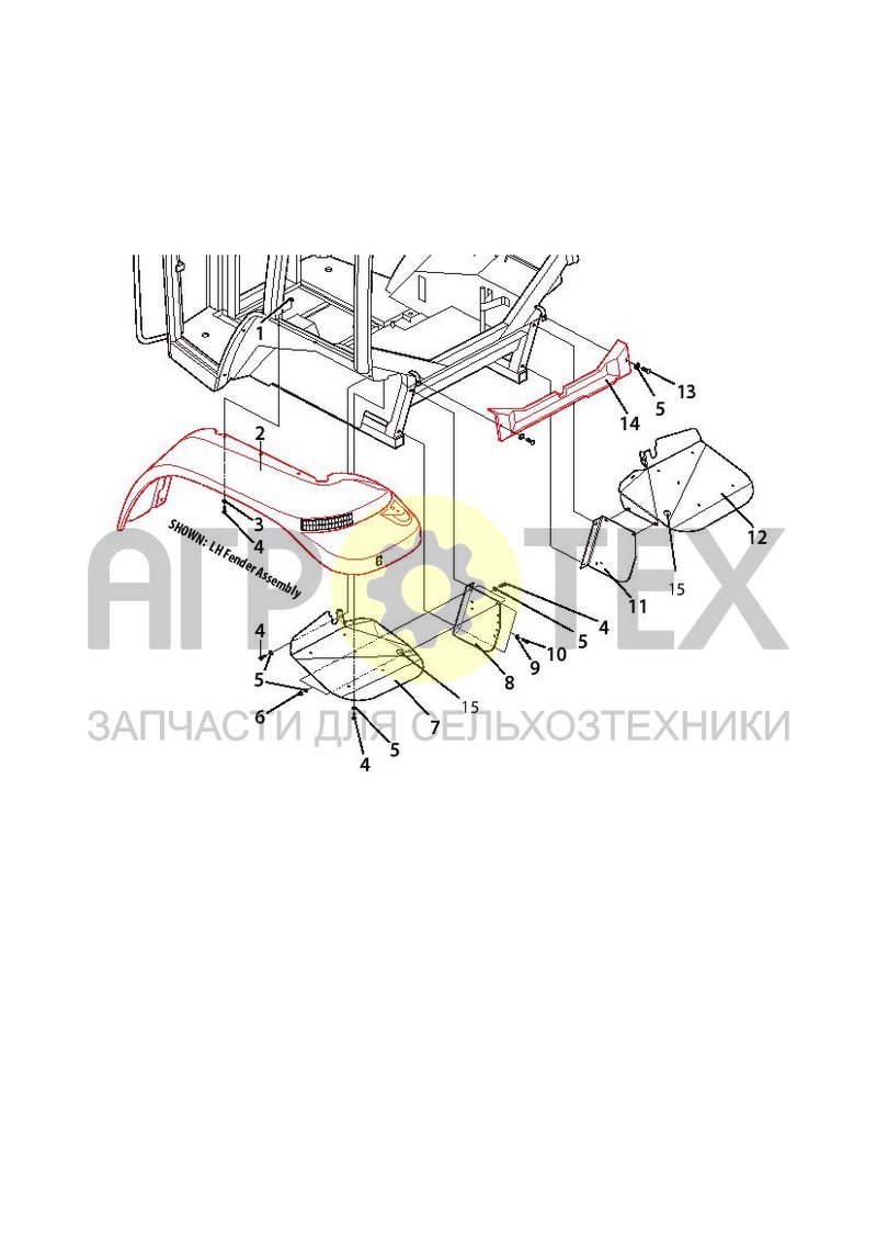 Чертеж Задние крылья в сборе и монтаж (14B02R)